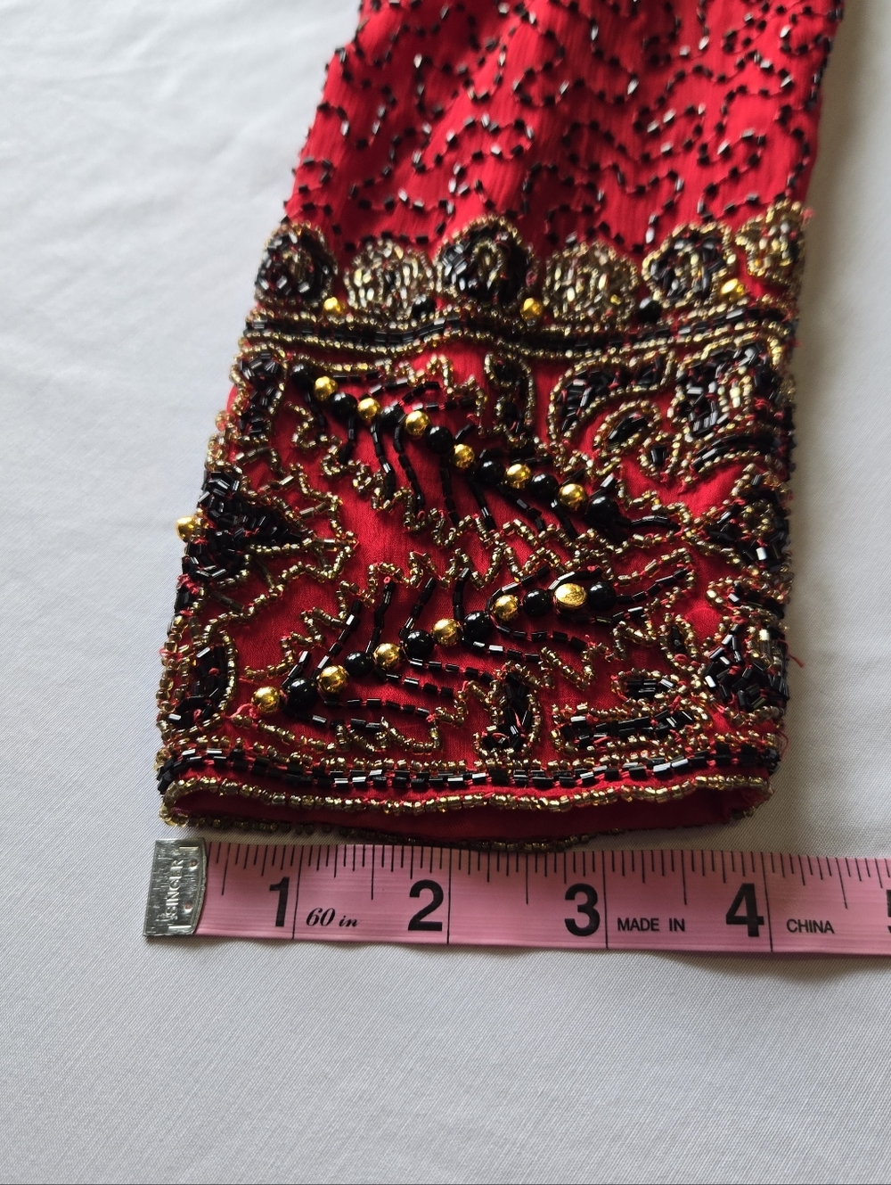 Laurence Kazar Vintage Silk Sequin Beaded Bolero Jacket Red Gold Holiday - Picture 12 of 12